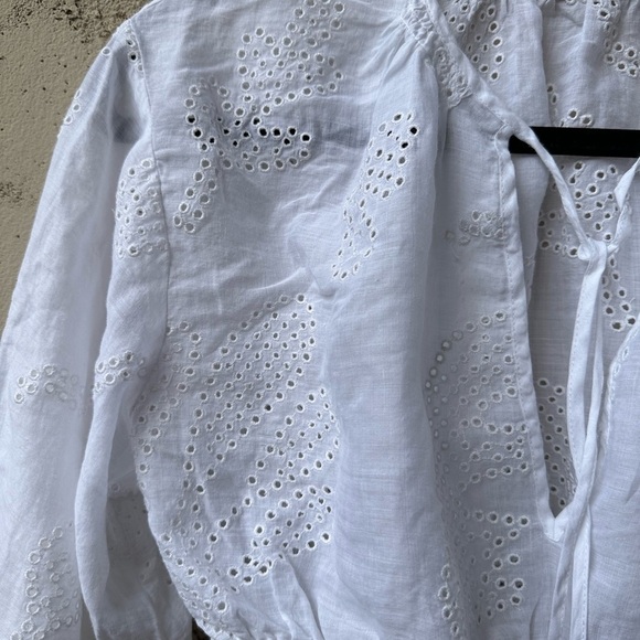FRAME Eyelet Embroidered Crop Top in white size S - Picture 6 of 8